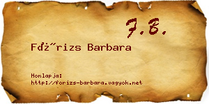 Fórizs Barbara névjegykártya